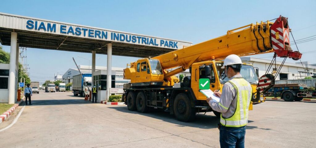 Checklist เอกสารเช่ารถเครน เข้าโรงงาน ใบ ปจ.2 และใบเซอร์คนขับ ผ่านจุดตรวจ รปภ.