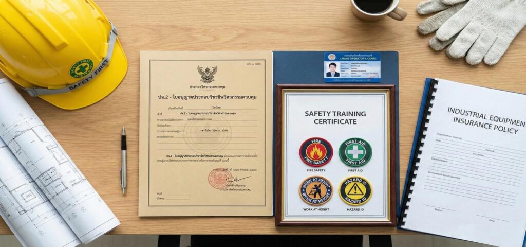 Checklist เอกสารสำคัญสำหรับการเช่ารถเครนเข้าโรงงานญี่ปุ่น: ปจ.2 ใบขับขี่ ใบเซอร์ และประกันภัย