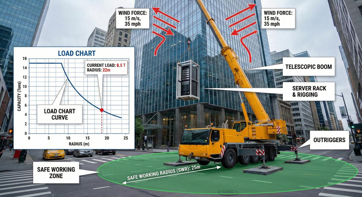 Racks Load Graph เช่ารถเครน ยก Server Rack ขนย้ายอุปกรณ์ IT เข้าอาคารสูงอย่างไร